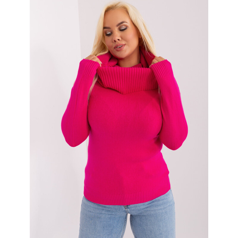 BASIC Tmavě růžový svetr s rolákem --dark pink Tmavě růžová 85922177