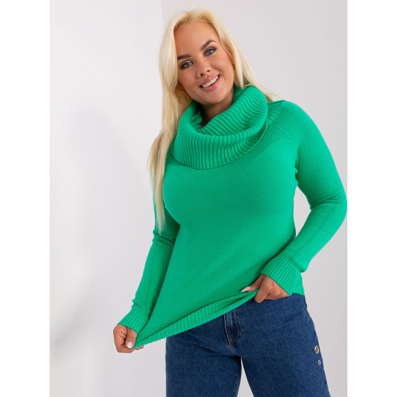 BASIC Zelený svetr s rolákem -green Zelená 85922192