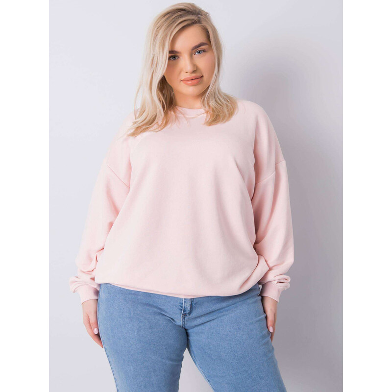 BASIC FEEL GOOD Světle růžová dámská mikina bez kapuce -pink Pudrová 85870496