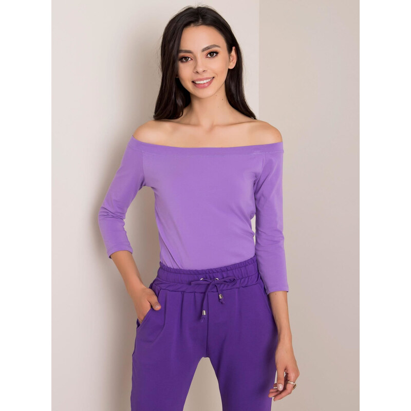 BASIC Dámský fialový top s odhalenými rameny -purple Fialová 52404889