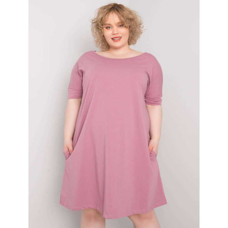 BASIC Růžové dámské volné šaty -pink Růžová