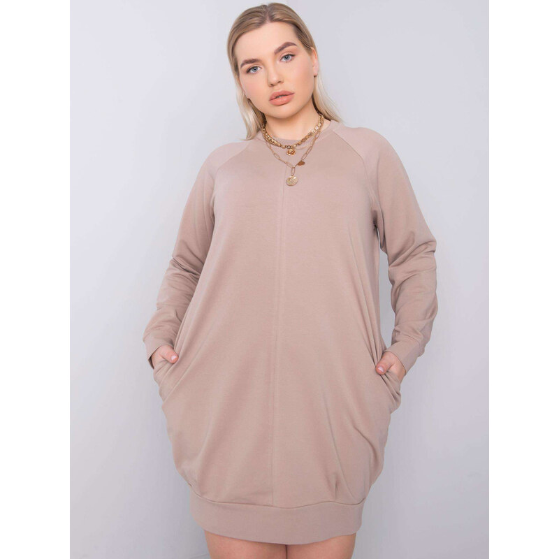 BASIC FEEL GOOD Béžové dámské šaty s kapsami -beige Béžová 85870361