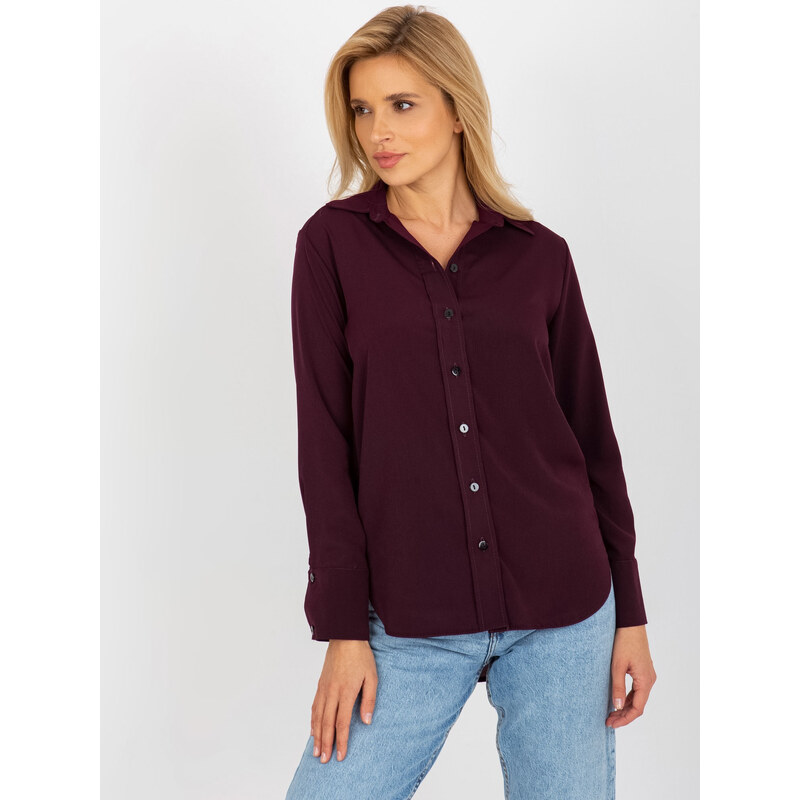 BASIC Tmavě fialová košile s dlouhým rukávem LK-KS-508148.12P