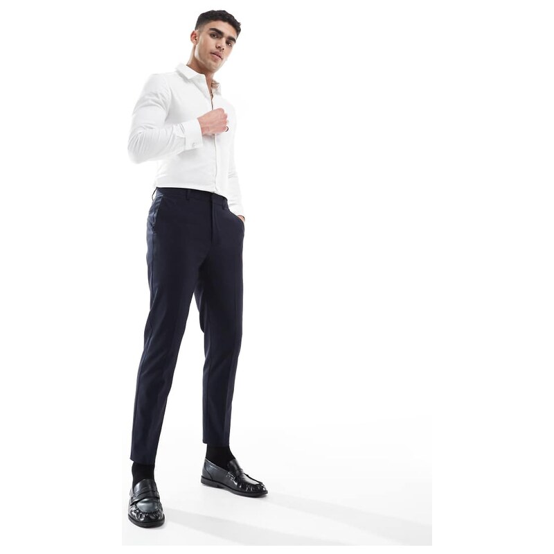 ASOS DESIGN tapered suit trousers in dark navy
