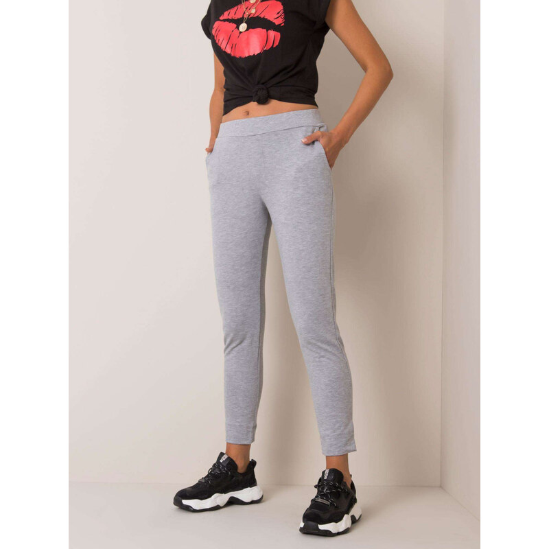 BASIC Světle šedé úzké dámské tepláky -lightgrey Šedá 55012432