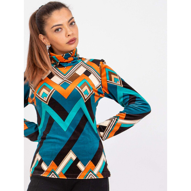 ITALY MODA Modro-oranžový rolák Biloxi z veluru -blue-orange