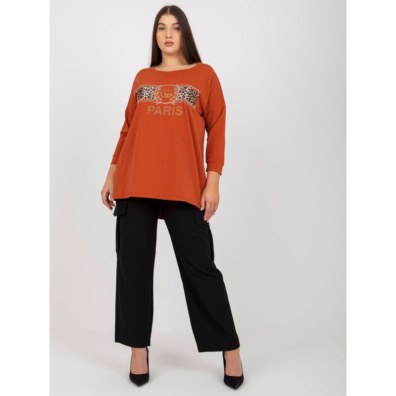 VITON Tmavě oranžové tričko s potiskem PARIS -dark orange Oranžová 85878353