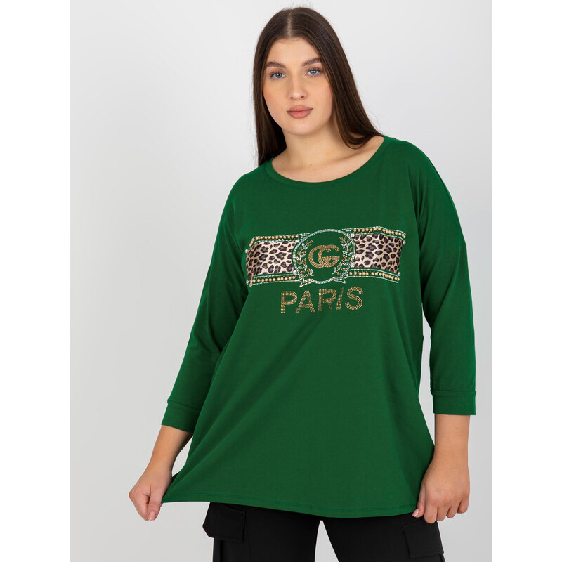 VITON Tmavě zelené tričko s potiskem PARIS -dark green Tmavě zelená 85878361