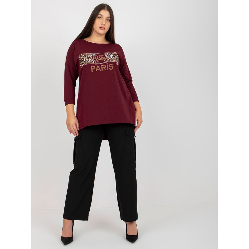 VITON Tmavě fialové tričko s potiskem PARIS -dark purple Vínová 85878362
