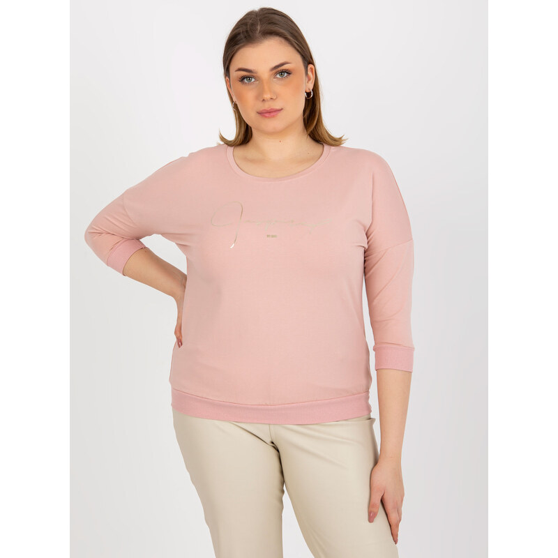 RELEVANCE Světle růžové triko s nápisem -light pink Pudrová