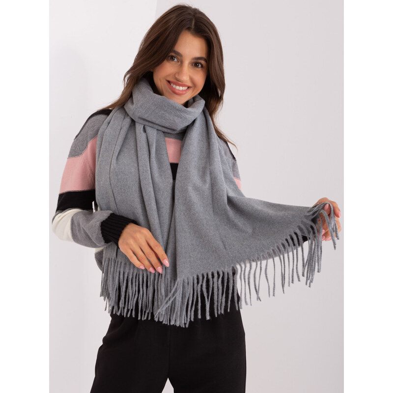 ITALY MODA Tmavě šedá šála s třásněmi -dark grey