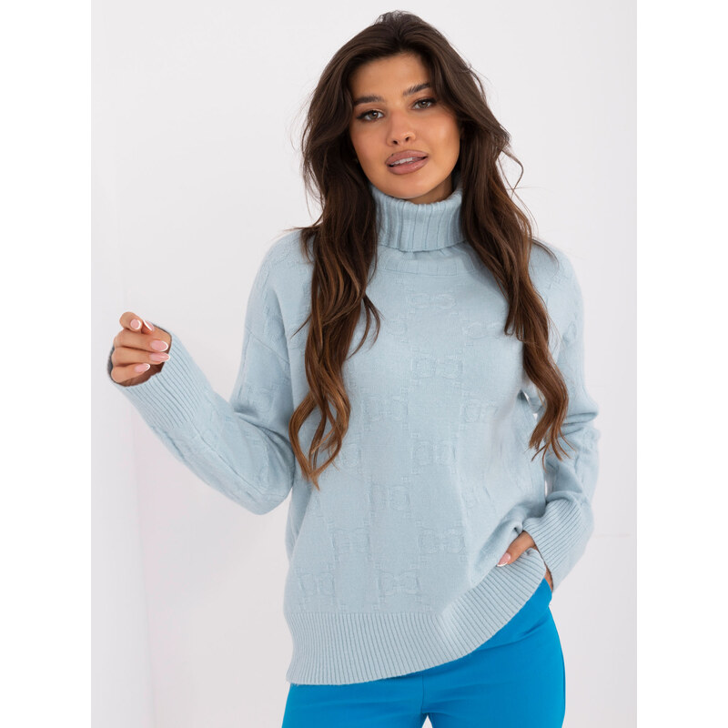 ITALY MODA Světle modrý rolák se vzory -light blue Světle modrá 100037074