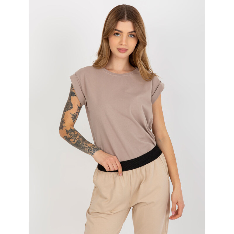BASIC FEEL GOOD Béžové dámské basic tričko -dark beige Béžová 106782671