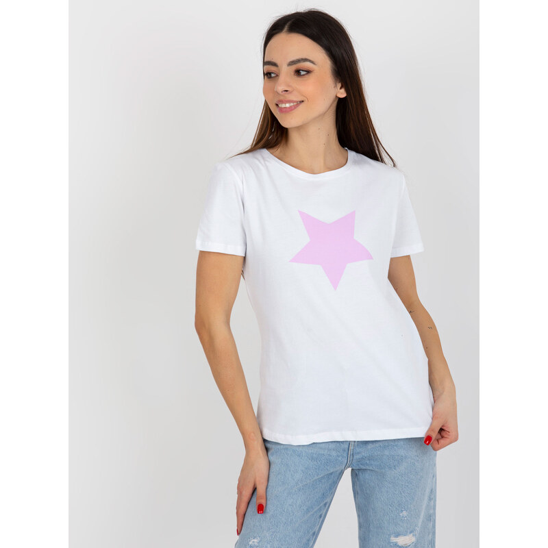 BASIC FEEL GOOD Bílé triko s hvězdou -white Bílá 78810249