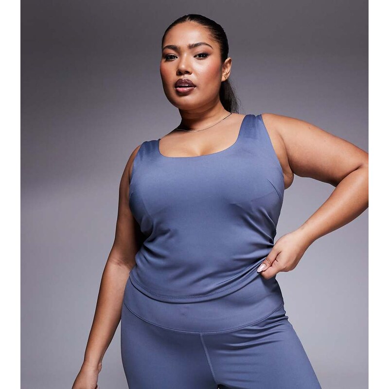 4505 Curve square neck vest with inner bra in cornflower-Blue 105265573