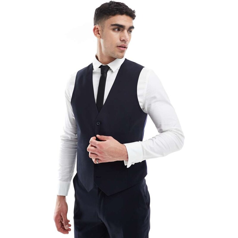 ASOS DESIGN slim suit waistcoat in dark navy