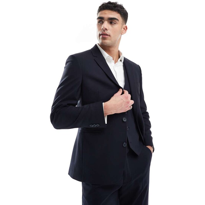 ASOS DESIGN slim suit jacket in dark navy