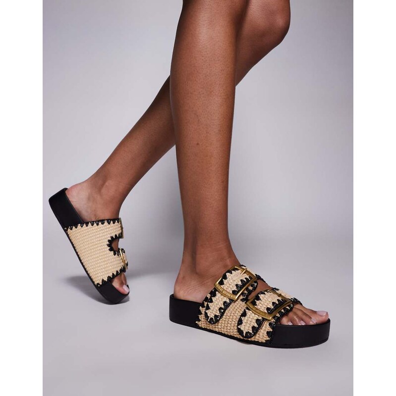 Steve Madden On Deck sandals with buckle straps in raffia