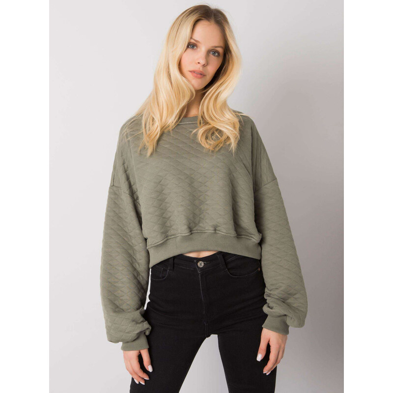 BASIC FEEL GOOD Khaki prošívaná dámská zkrácená mikina -khaki 66266860