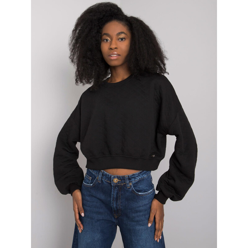 BASIC FEEL GOOD Černá prošívaná dámská zkrácená mikina -black 66266834