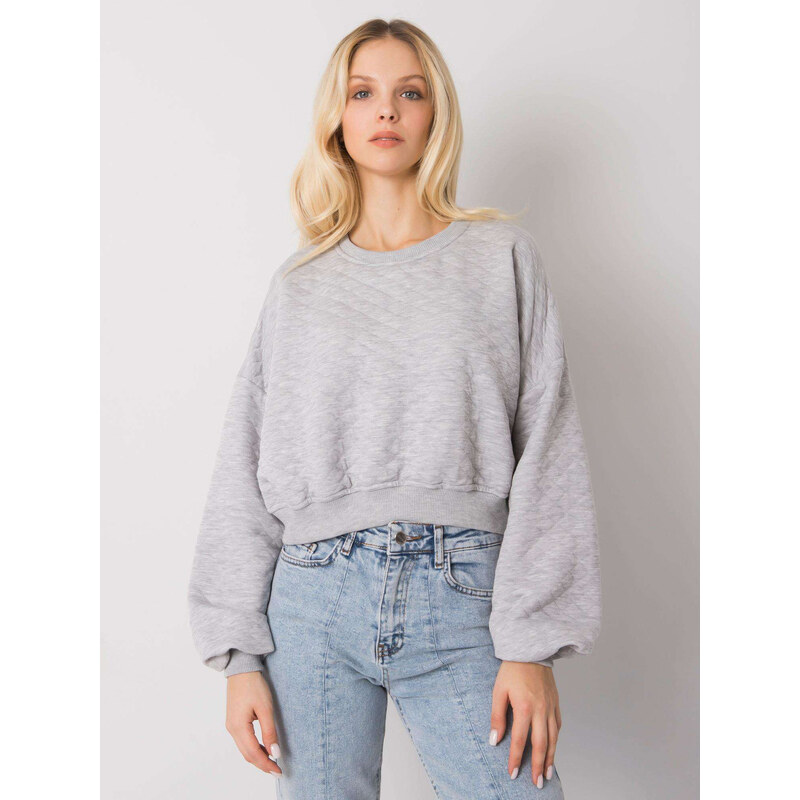BASIC FEEL GOOD Světle šedá prošívaná dámská zkrácená mikina -gray 66266857