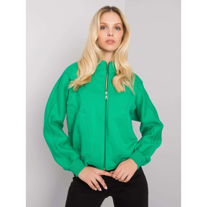 BASIC Zelená prošívaná mikina Emma se zapínáním na zip -green