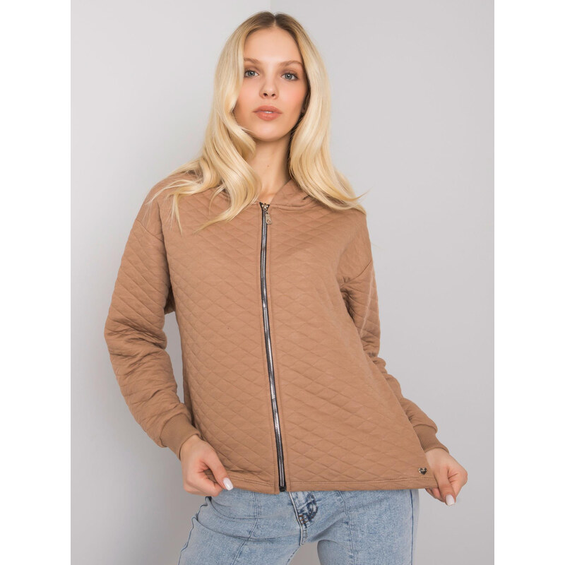 BASIC FEEL GOOD Karamelová prošívaná mikina Melanie s kapucí -caramel 66266978