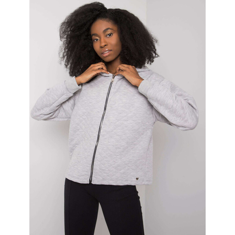 BASIC FEEL GOOD Šedá prošívaná mikina Melanie s kapucí -grey 66266966