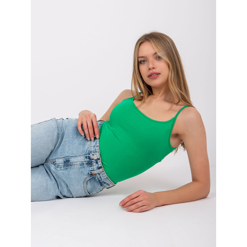BASIC FEEL GOOD Zelené dámské tílko na ramínka -green Zelená 67077269
