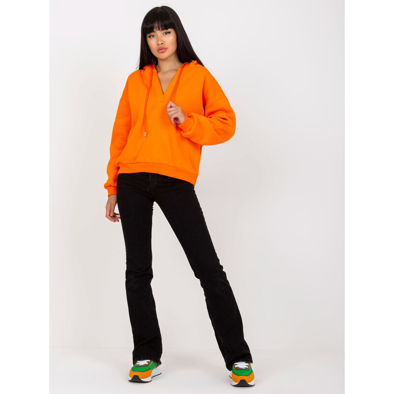 BASIC FEEL GOOD Oranžová mikina s výstřihem -orange 72715488