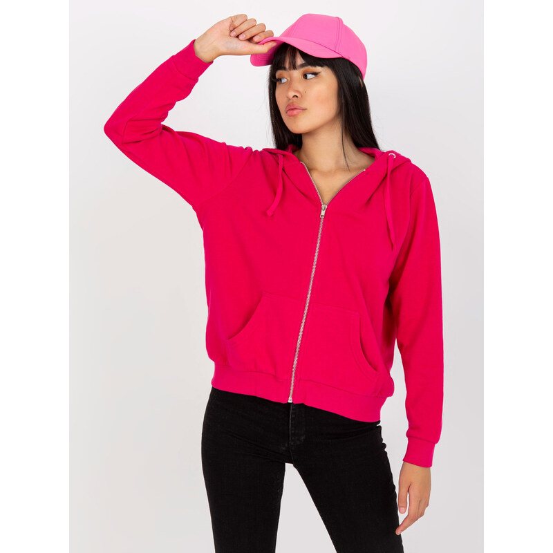 BASIC FEEL GOOD Fuchsiová mikina s kapucí -fuchsia Tmavě růžová 72715494