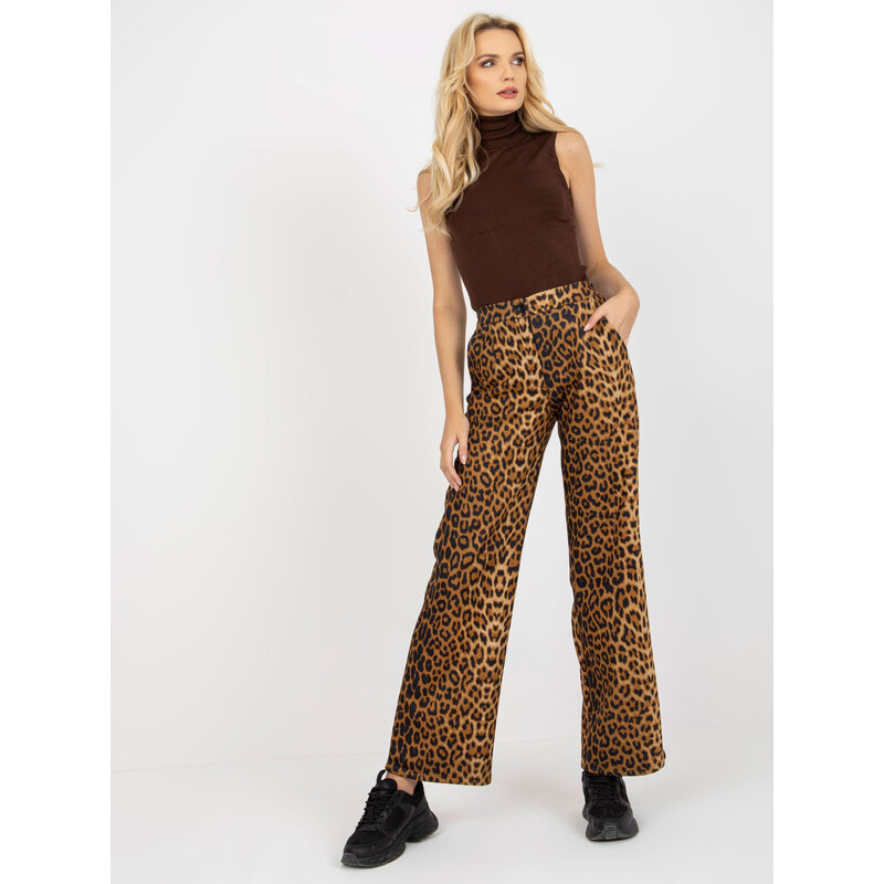 BASIC Rozšířené kalhoty s leopardím designem -animal pattern Zvířecí 115137359