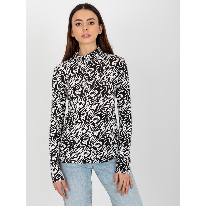 BASIC Bílo-černá vzorovaná halenka -white-black Vzory