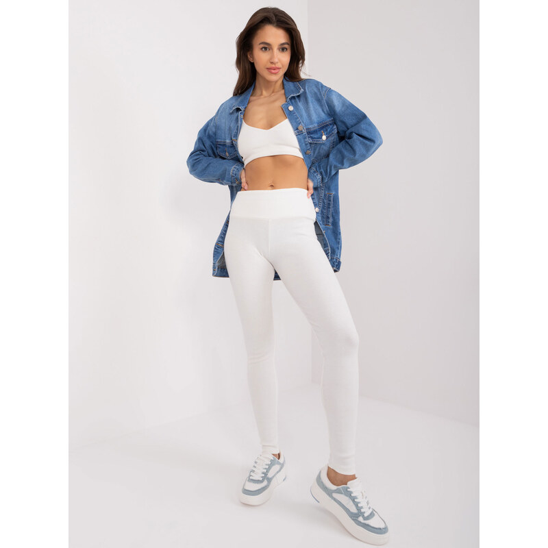 BASIC Bílé žebrované legíny -white Bílá 90259195