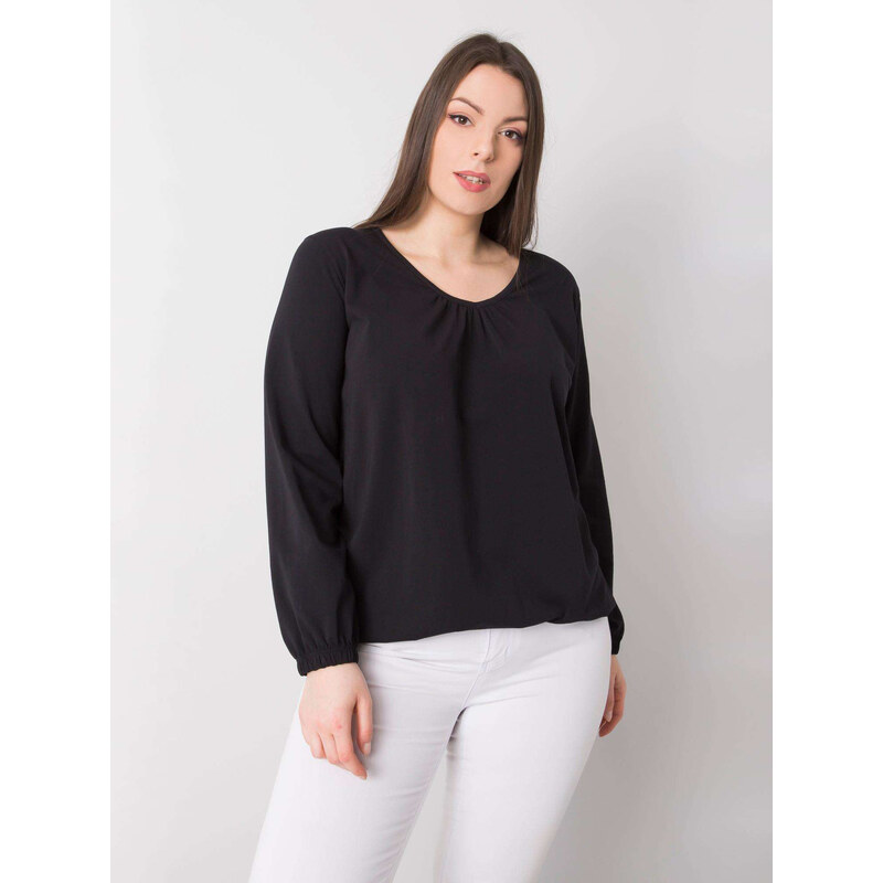 BASIC Černé dámské tričko s dlouhým rukávem -black Černá 85870167