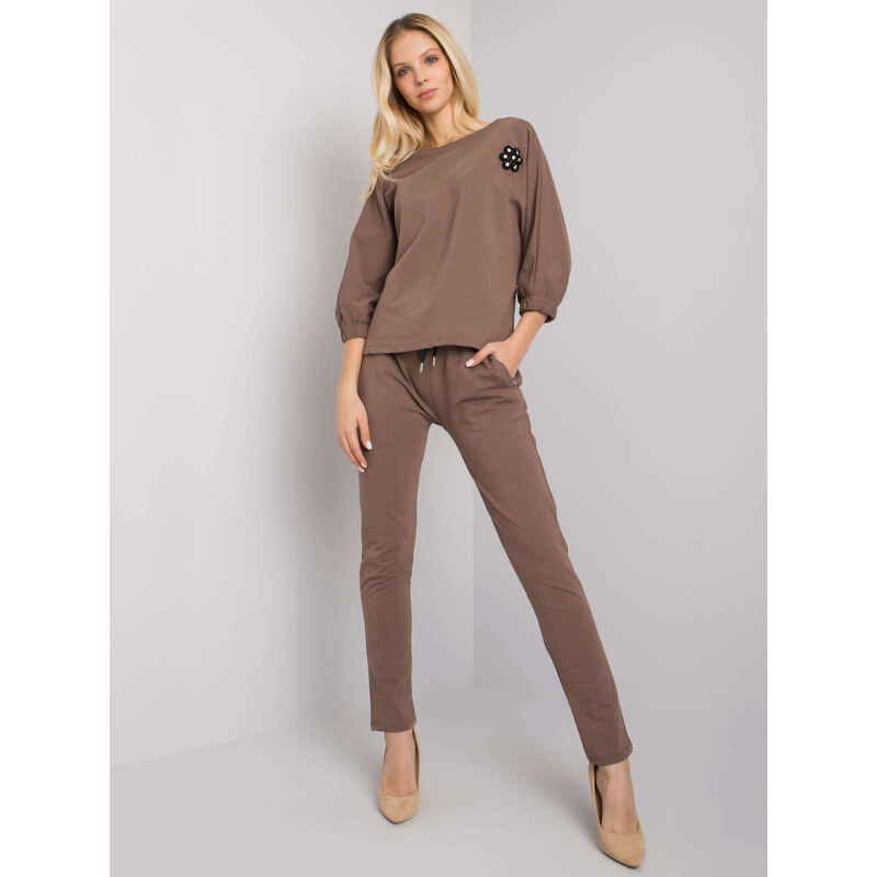 RUE PARIS Hnědá dámská tepláková souprava -brown 84024141