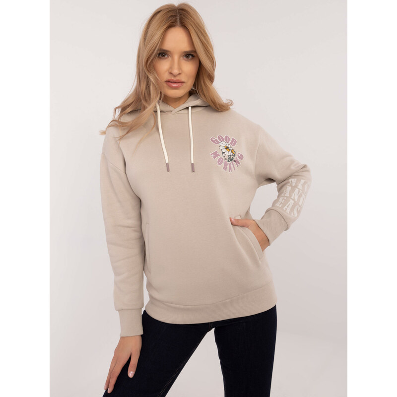 SUBLEVEL Dámská béžová mikina s potiskem -beige