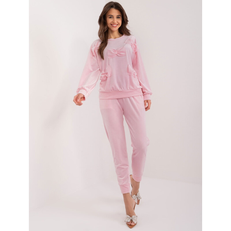ITALY MODA Světle růžová souprava s mašličkami -light pink