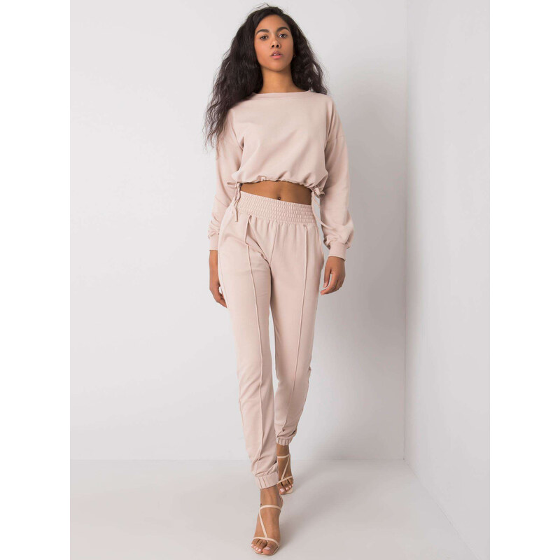 RUE PARIS Béžová dámská tepláková souprava -beige 99056404