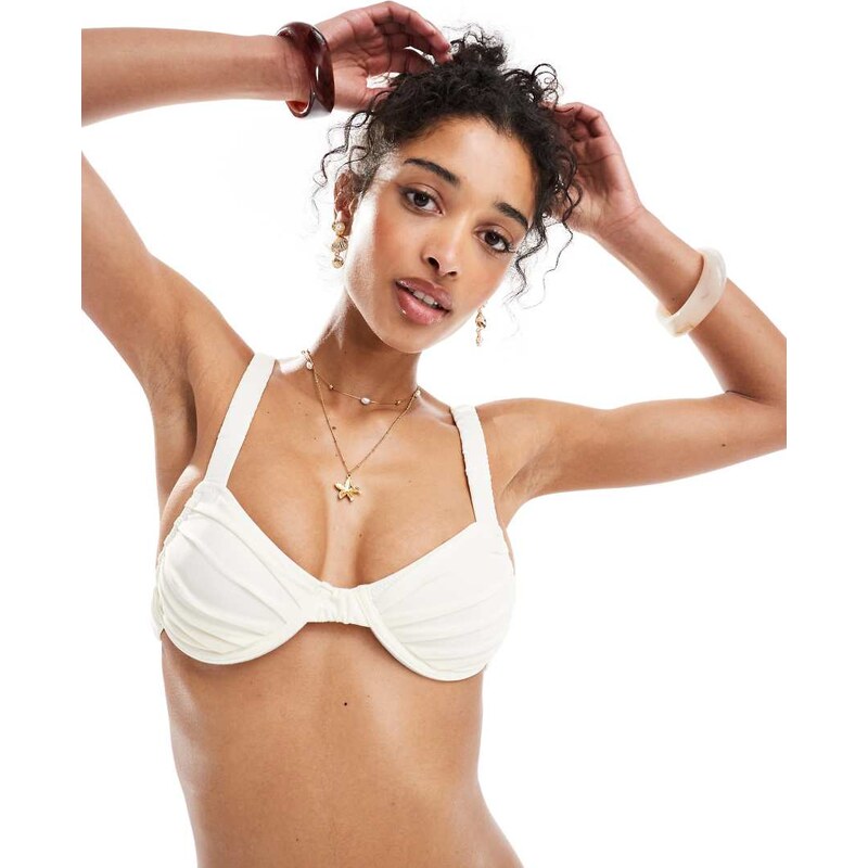 Miss Selfridge mix and match ruched cup detail bikini top in