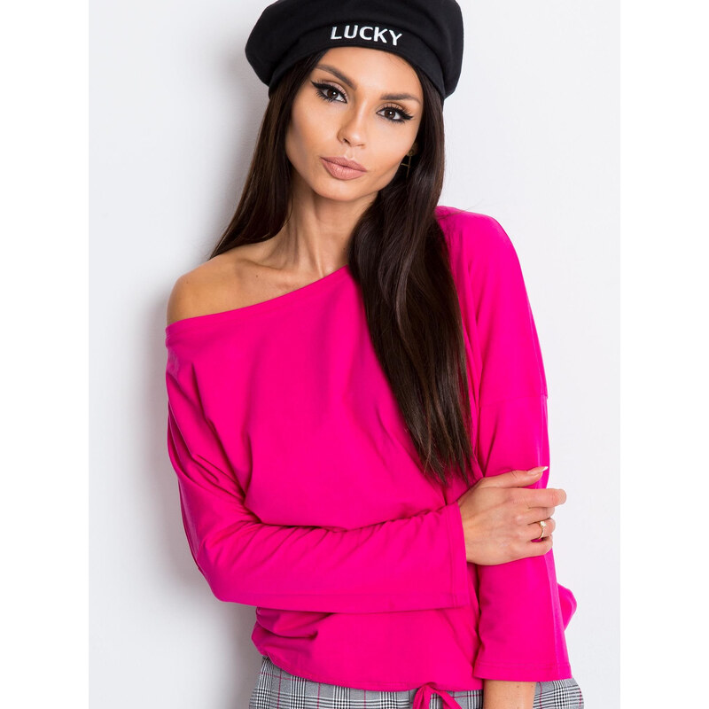 BASIC Dámské růžové tričko na utažení v pase -fuchsia Tmavě růžová 52404960