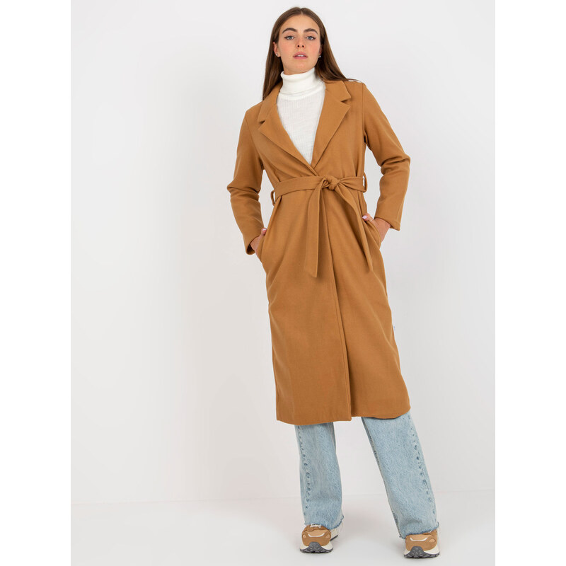 BASIC Klasický světle hnědý dlouhý kabát -light brown Hnědá 85877190