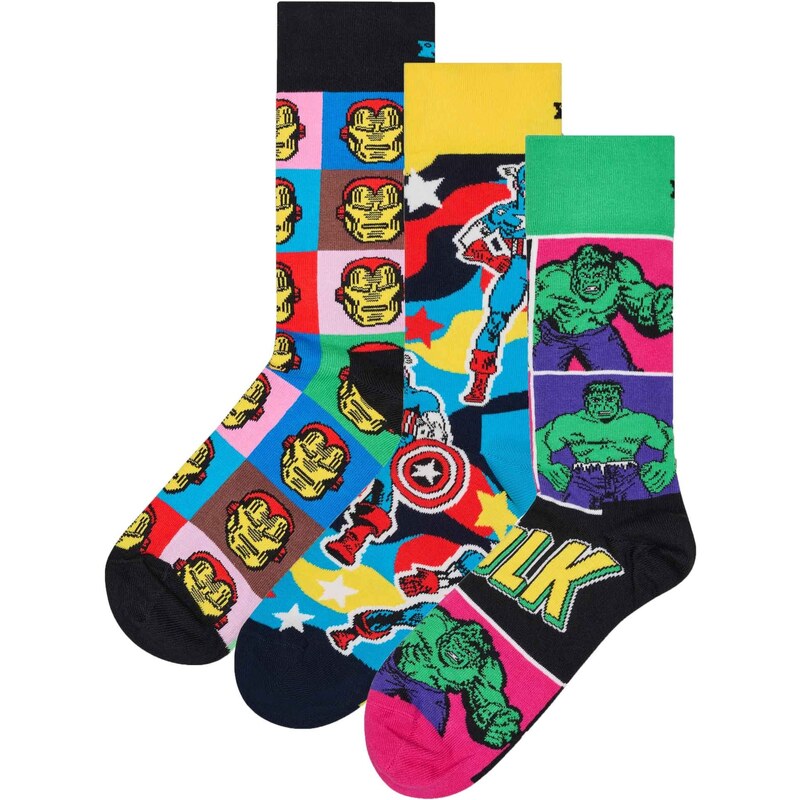 Happy Socks Ponožky Marvel Avengers modrá / žlutá / zelená / fialová / 104793261