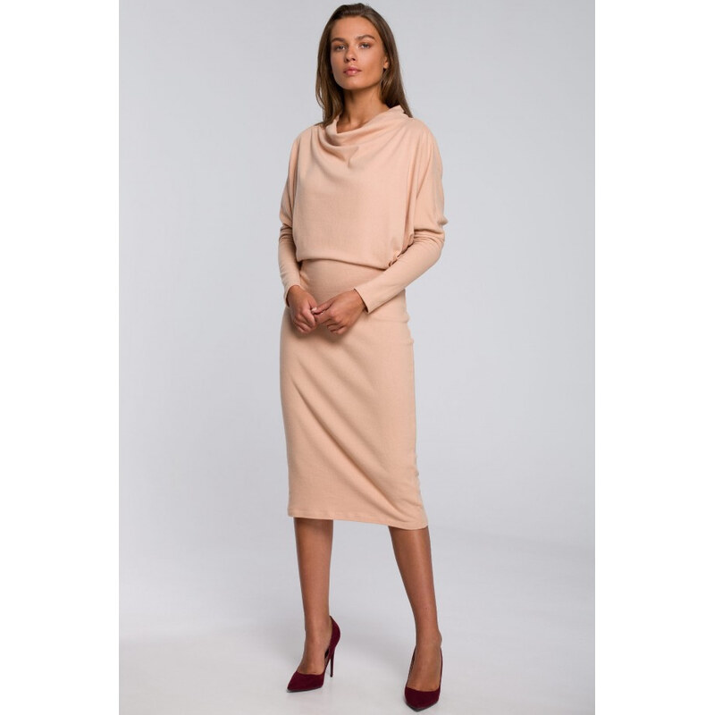 Dámské pletené šaty S245 Béžová - Stylove