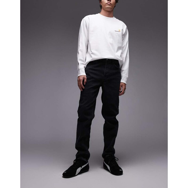 Topman stretch taper jean in washed black