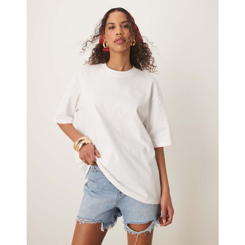 Gina Tricot short sleeve oversized t-shirt in white 105305976