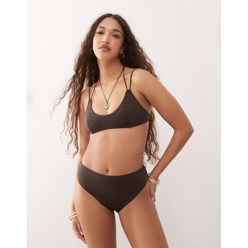 Weekday high waisted brazilian bikini bottoms in dark brown