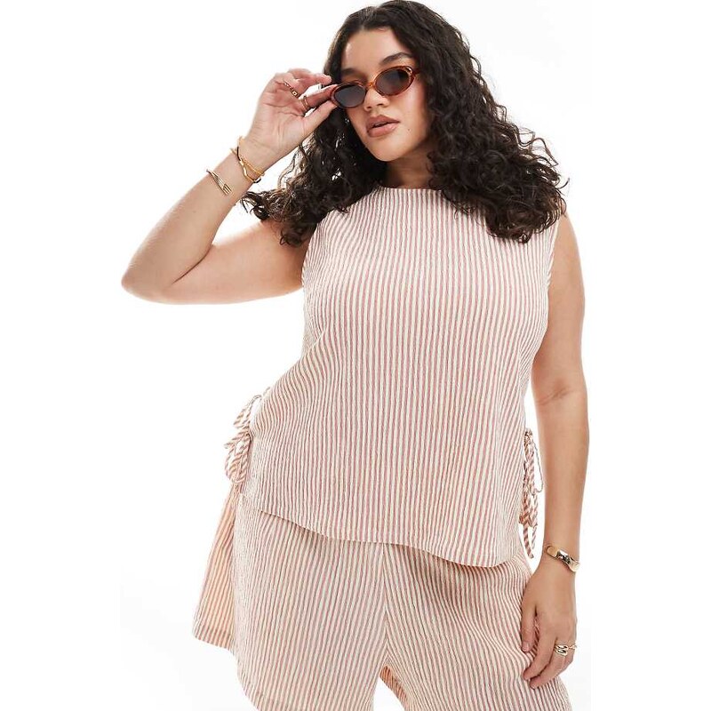 ASOS Curve ASOS DESIGN Curve textured tie side shell top co-ord in 115511218