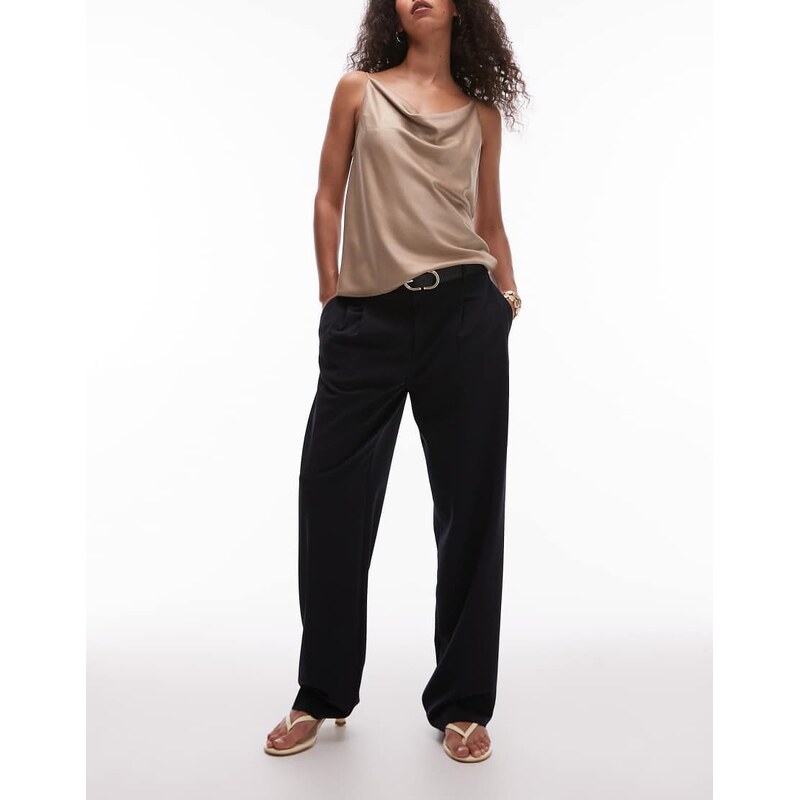 Mango pleat front straight leg trouser in navy 105306242