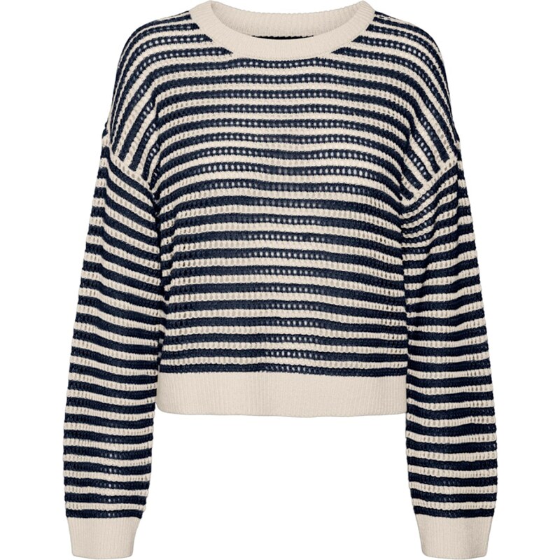 VERO MODA Svetr NEWMADERA krémová / marine modrá